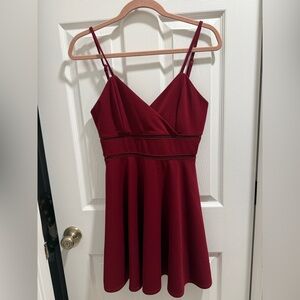 Chic Burgundy Spaghetti Strap Mini Dress